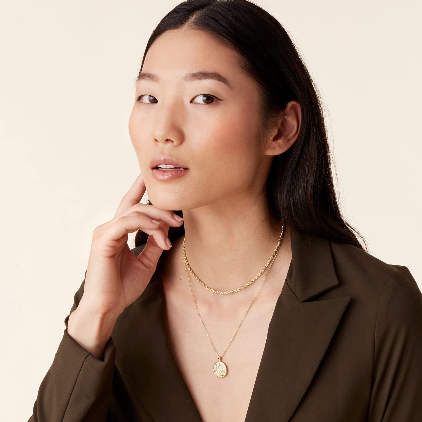 PAVOI 14K Gold Plated Layered Moon Pendant Necklace | Layering Necklaces for Women | Dainty Minimalist Design Pendant (Moon, Yel