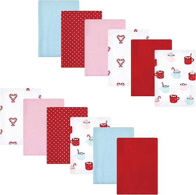 Luvable Friends Hudson Baby Flannel Burp Cloths 12pk, Warm Cocoa