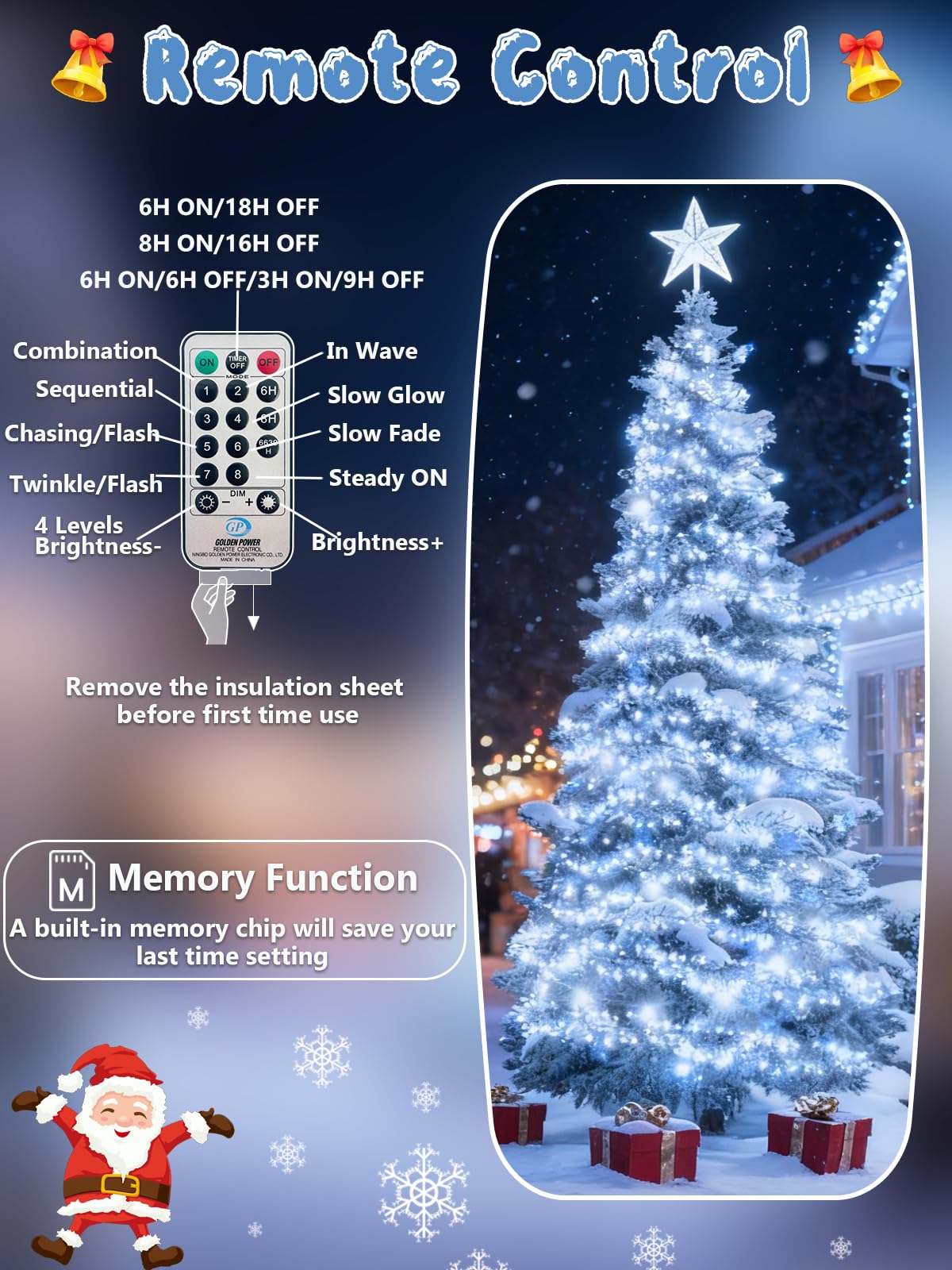 100Ft 2000 Led Christmas Cluster Lights  Fire er String Lights With Remote & 8 Modes & Timer  Waterproof Fairy Twinkle Light Plug In For Indoor Outdoor Party Yard Xmas Tree Decoration  Cool White