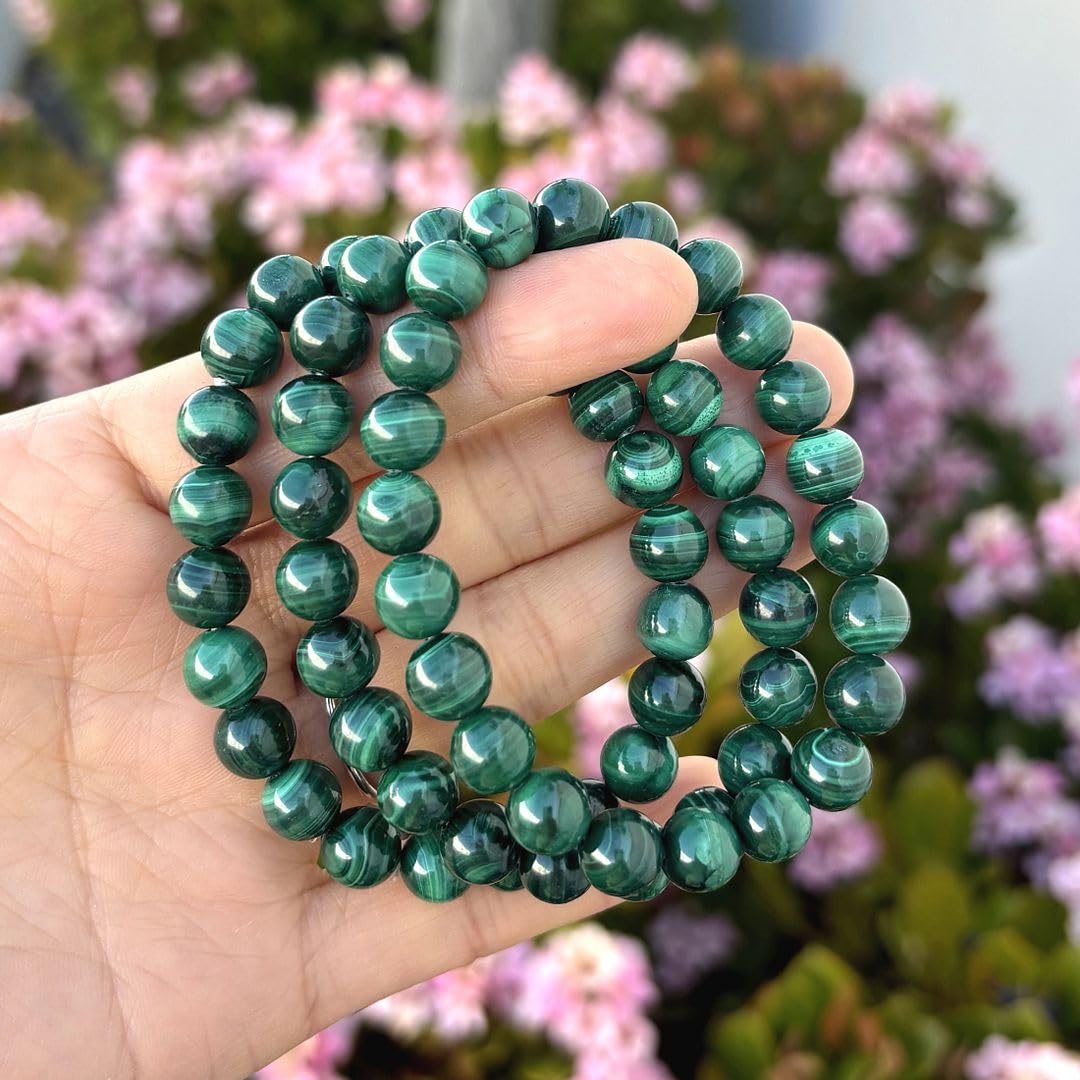 Adabele Real Natural Green Malachite Bracelet Gemstone Beaded Bracelet 7.5 inch Stretch Chakra Healing Crystal Stone Jewelry Wom