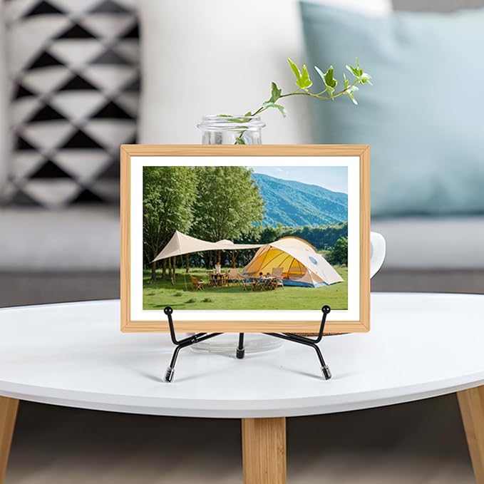 2 Pack Improved Anti-Slip Plate Stands, 6 Inch Black Iron Display Stands for Frames, Pictures, Photos, Books, Decorative Plates and Artworks