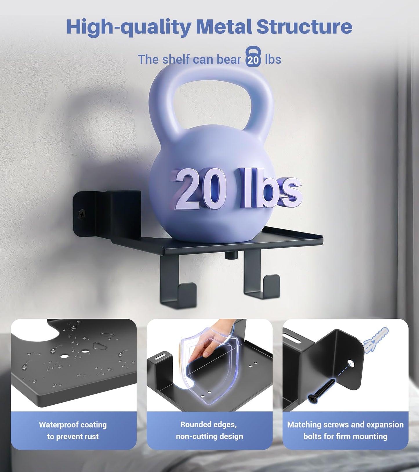 CPAP Hose Holder Wall Mount,Easy to Install,Equipped with Mask Hooks & Adjustable CPAP Tubings Hose Hanger,Space Saving CPAP Shelf,Bedside Organizer