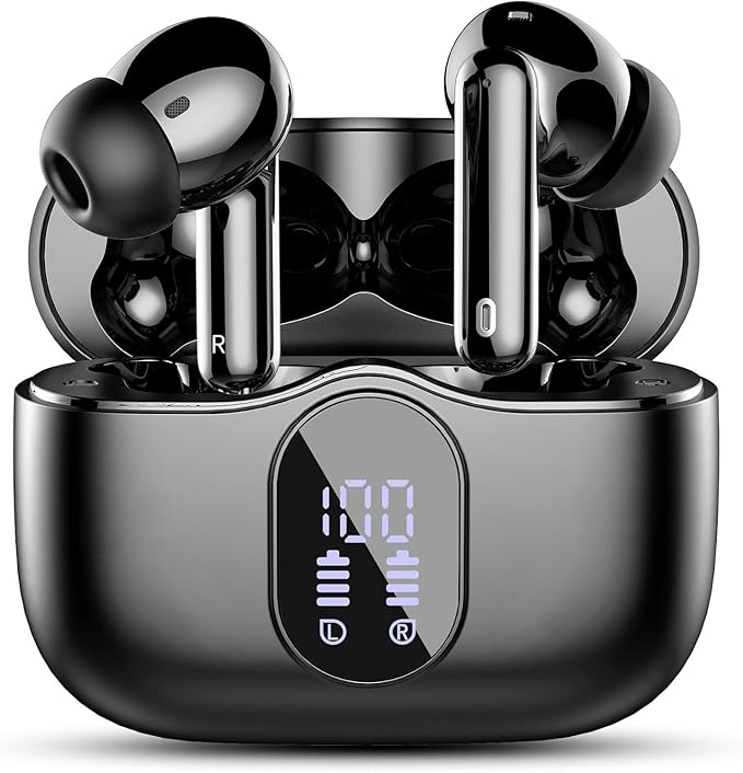 Wireless Earbuds, Bluetooth 5.4 Headphones Bass Stereo, Ear Buds with Noise Cancelling Mic LED Display, IP7 Waterproof in ...