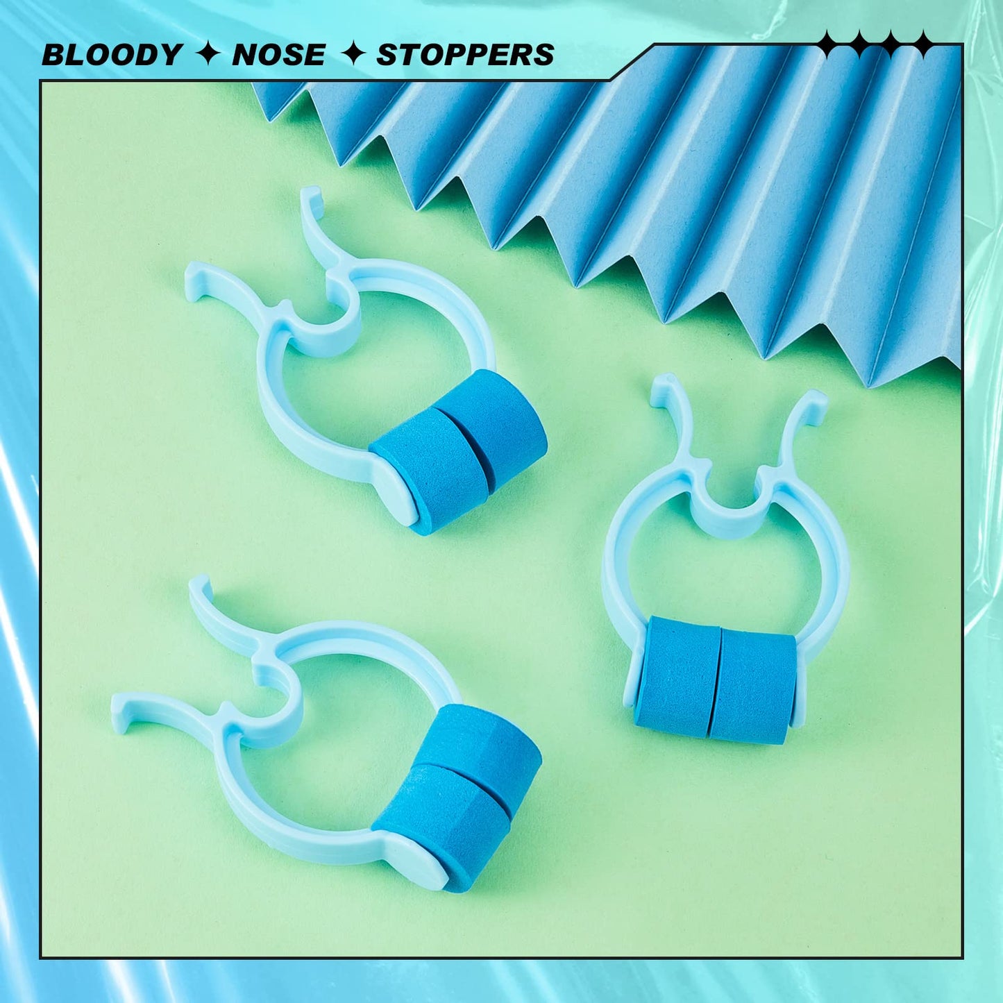 Fabbay 100 Pcs Stop Nosebleeds Clip Nose Bleed Stopper Nasal Clip for Adult Emergency Accident, Blue and Green