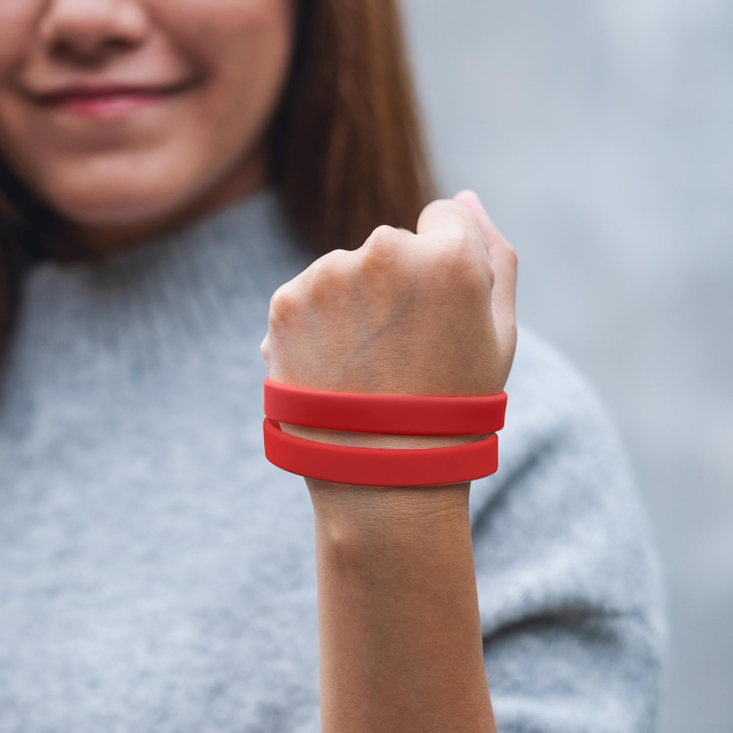 Lesnala 24Pcs Red color blank silicone bracelet Solid color rubber wristbands Stretch wristbands for events Men Women Teen Games