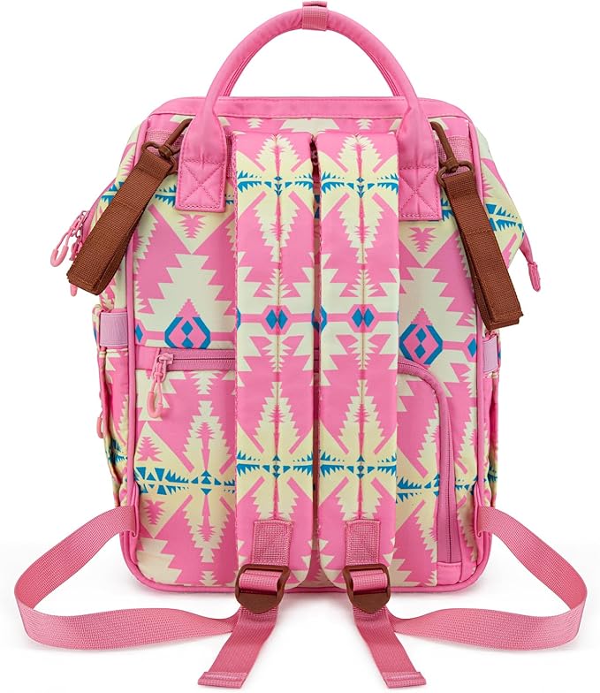 Montana West Wrangler Callie Diaper Bag Backpack with Stroller Straps Western Pattern Multifunction Baby Travel Bag WG2204-91102PK