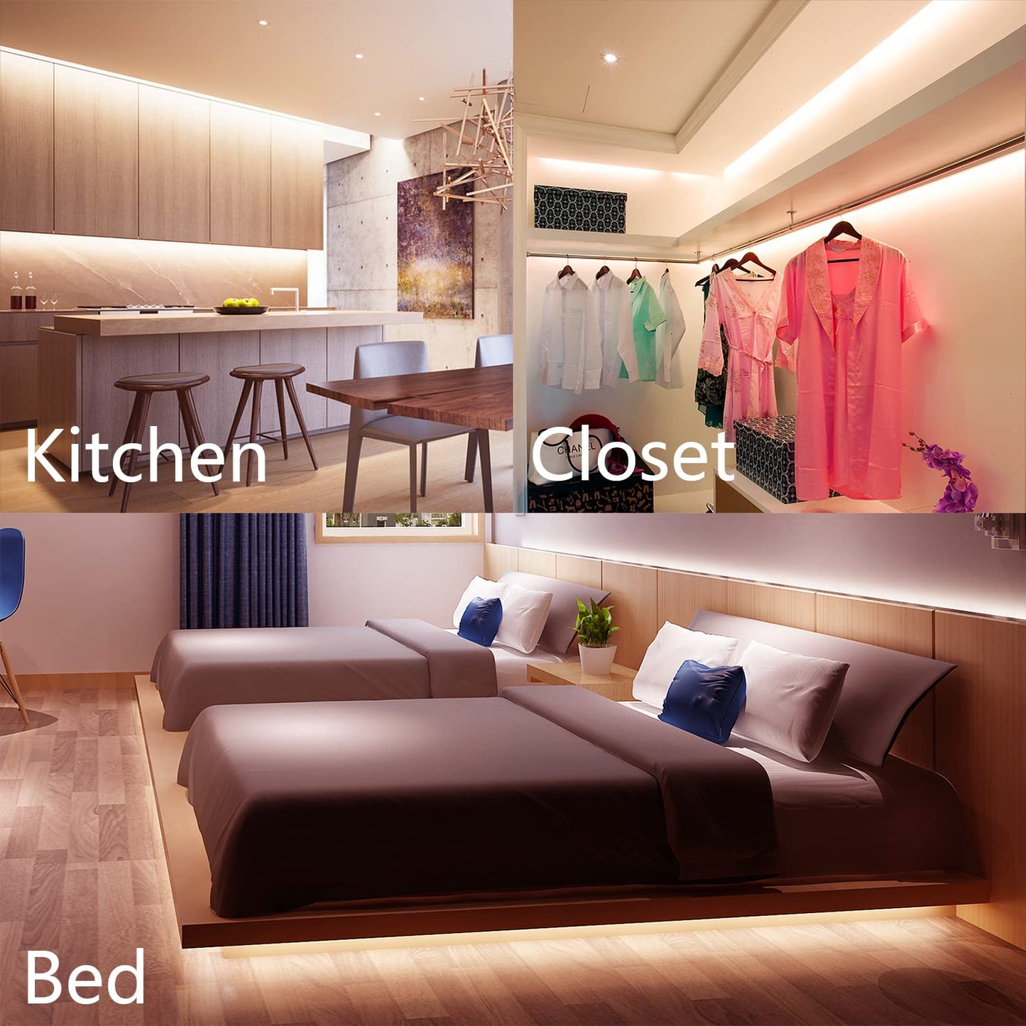 DAYBETTER Under Cabinet Lighting kit, 10 PCS LED Strip Lights with Remote, Dimmable Under Cabinet Lights for Kitchen Cabinet, Counter, TV Back,Showcase 2700K-6500K Warm to Daylight White,Timing,16.4ft