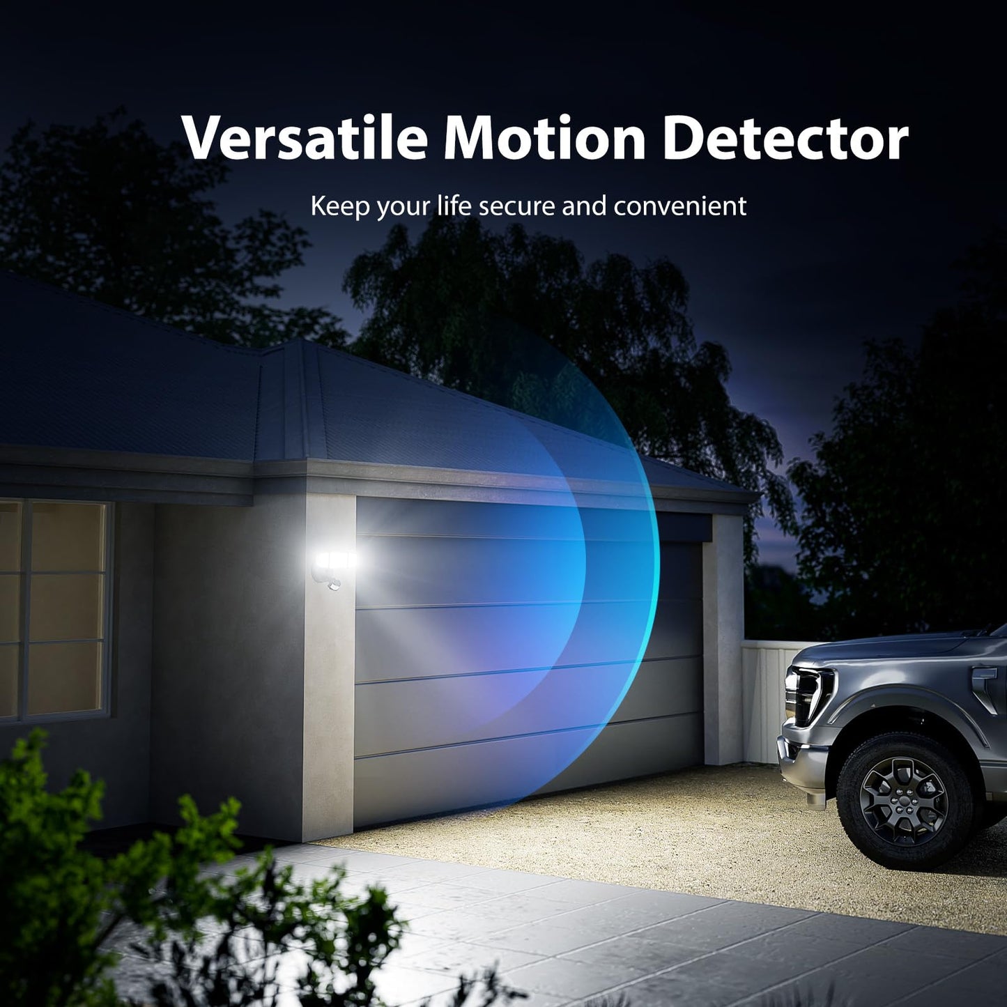 Onforu 65W Led Security Light - Motion Sensor, 6500Lm, Ip65 Waterproof, 3-Head Adjustable, Black, Model Bdb65G-3