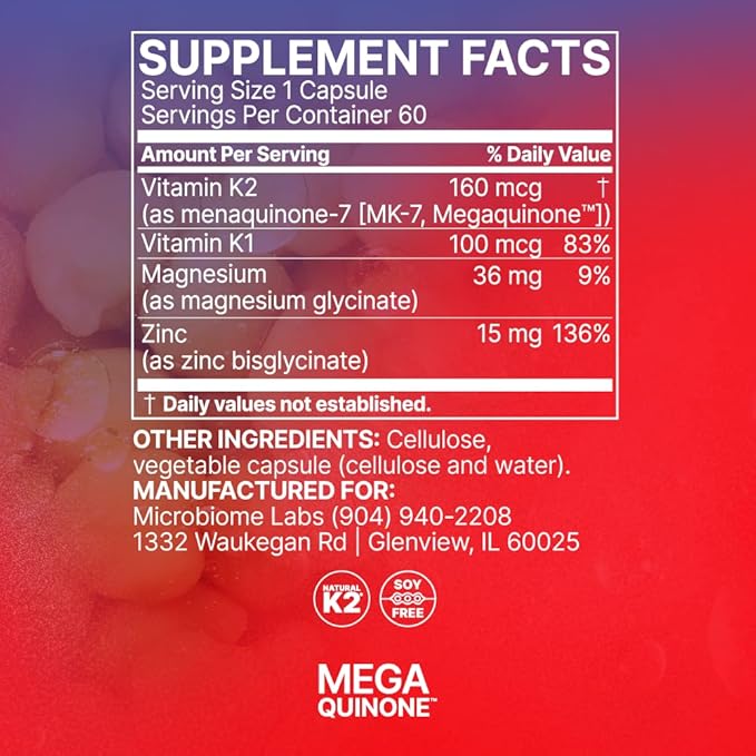 Microbiome Labs Heart Health Support Bundle - MegaSporeBiotic Spore Based Probiotic Supplement (60 Capsules) + MegaQuinone K2-7 Vitamin K Supplement (60 Capsules)
