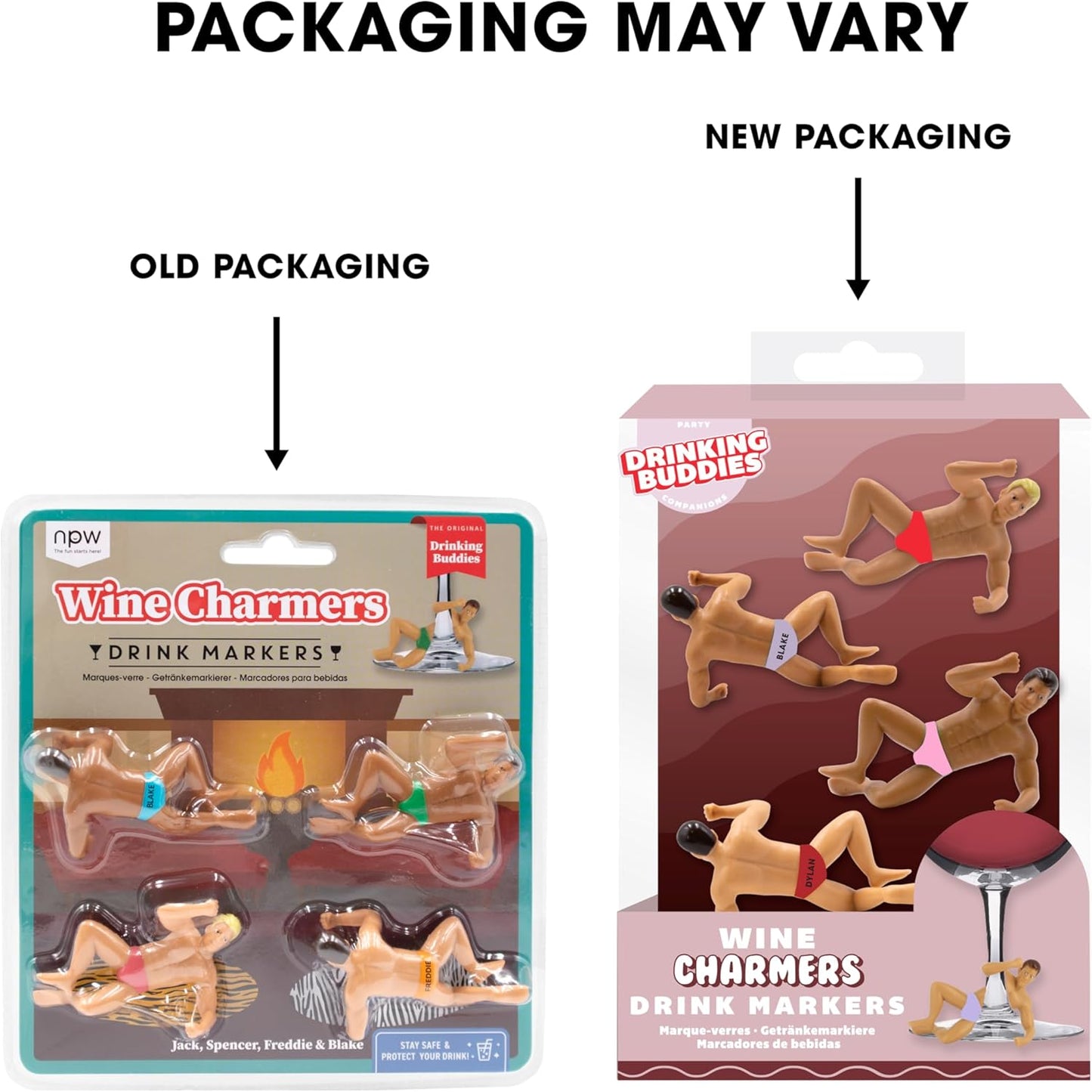 Drinking Buddies NPW Drink Charmers Drink Markers & Glass Charms – Holiday Party Favours, Christmas Girls’ Night & Family Get-Together Gift (4 Count)