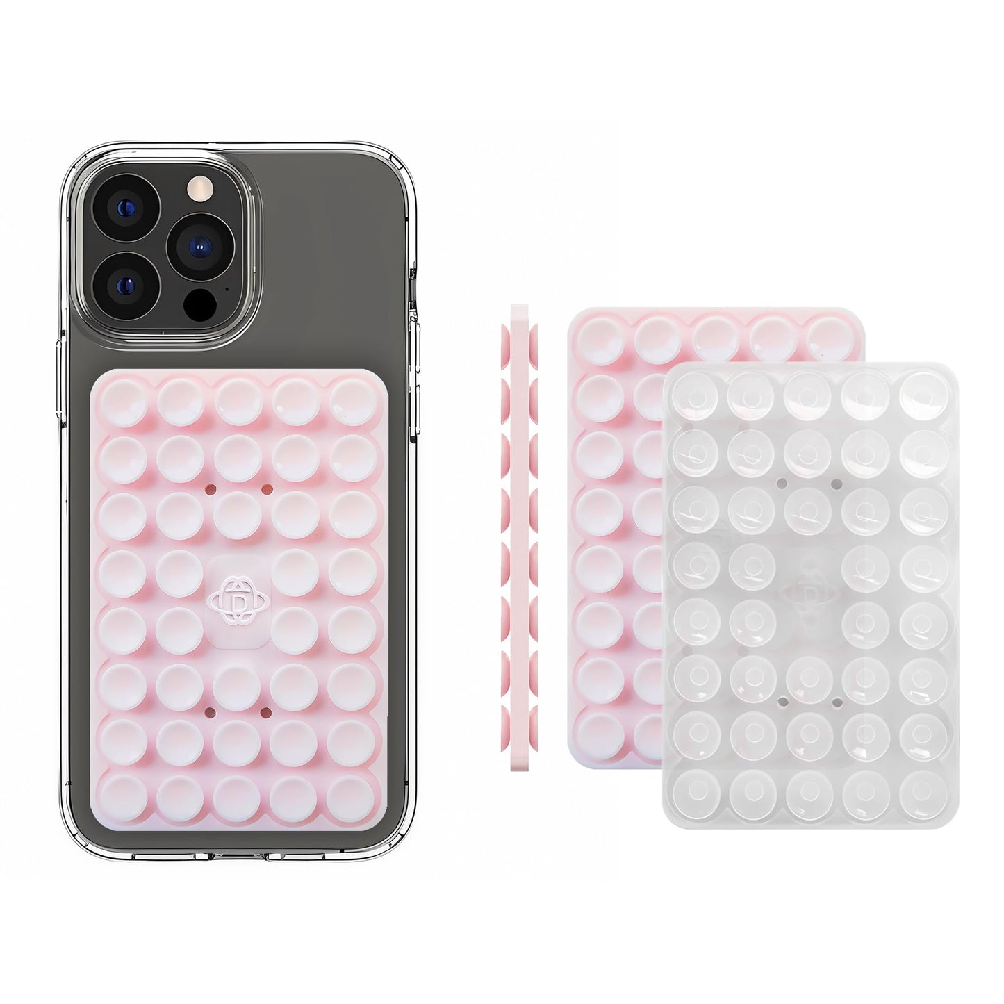 Silicone Double-Sided Suction Phone Grip Detachable - Car Dashboard/Mirror Phone Holder, Reusable, Waterproof, Stress-Relieving