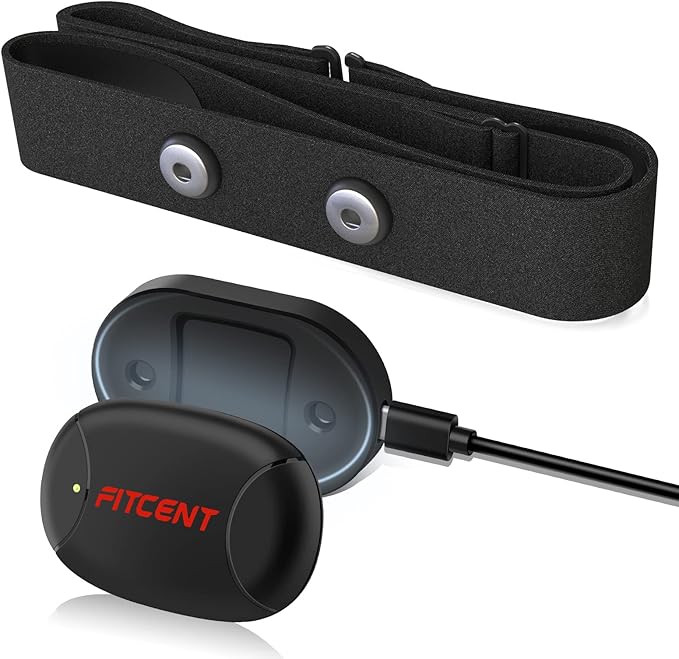 FITCENT Rechargeable Heart Rate Monitor Chest Strap 5.3 kHz/Bluetooth 5.0/ANT+, Heart Rate Sensor for Peloton Strava Zwift...
