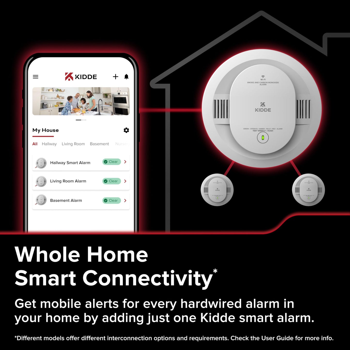Kidde Hardwired Kidde App Enabled Smart Smoke Detector with AA Backup Battery, Interconnected Alarm