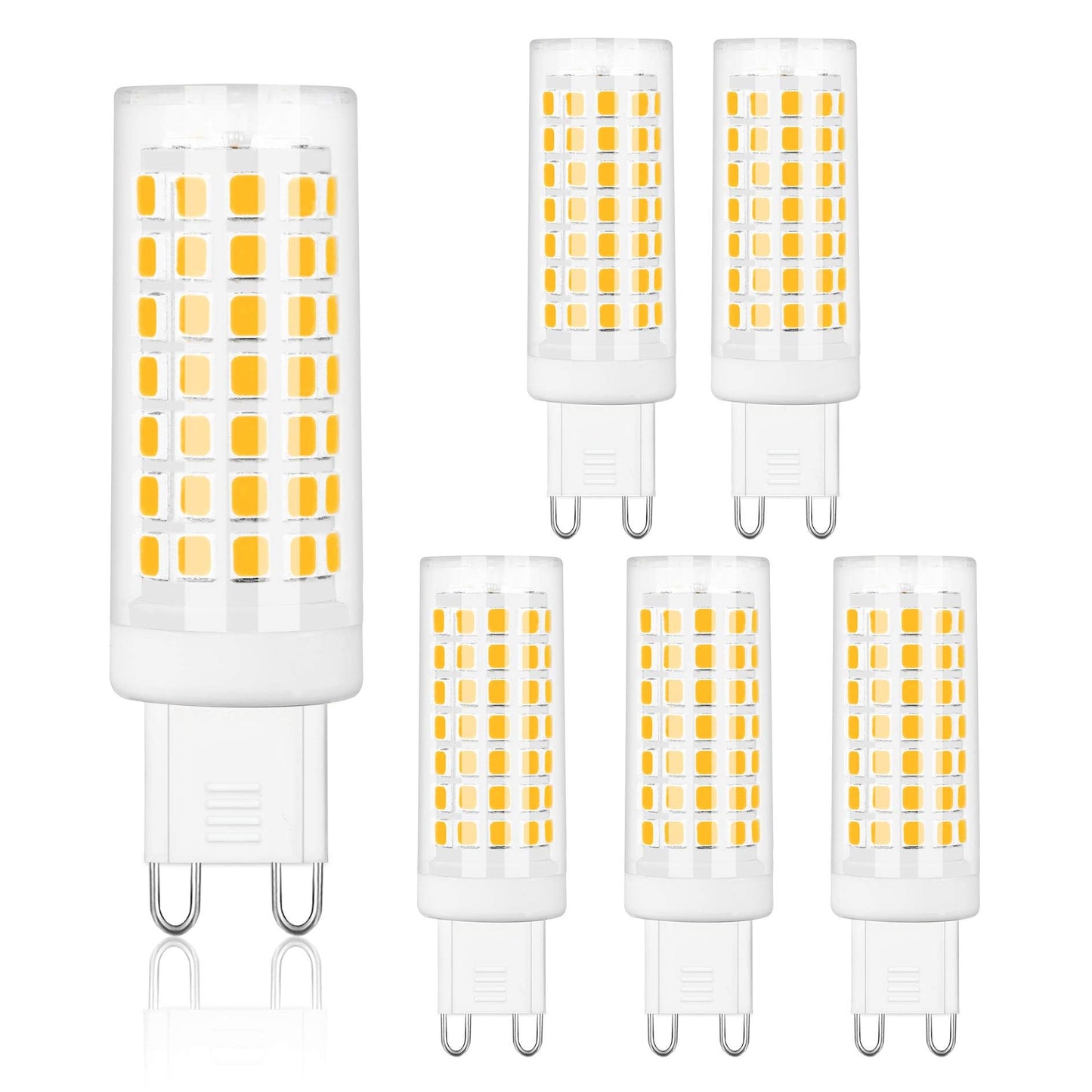 Comzler G9 Led Bulb 6W Soft White 3000K, 60W Halogen Equivalent, Ceramic Base, Non-Dimmable, Pack Of 6