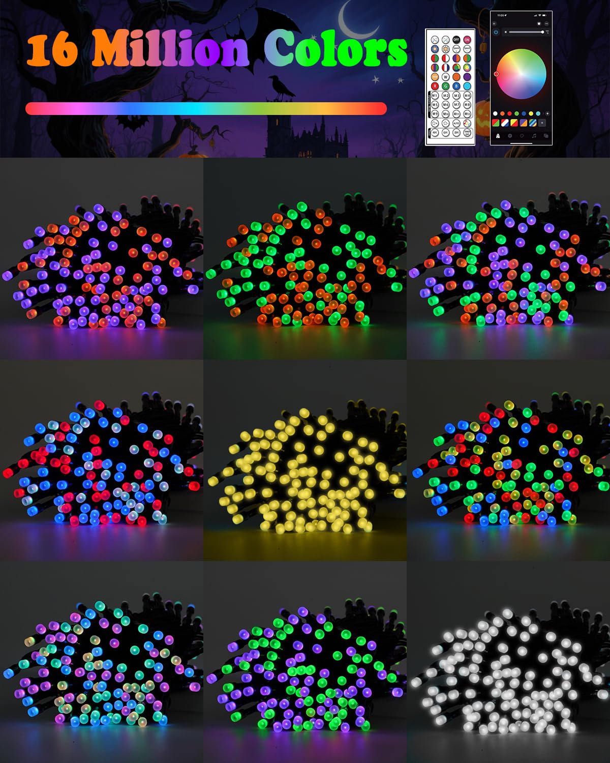 OZS Smart Color Changing Christmas String Lights, 2Pack 164FT 400LED, App Control, Waterproof, Indoor Outdoor, Model GP-SW290DC0310-IP44