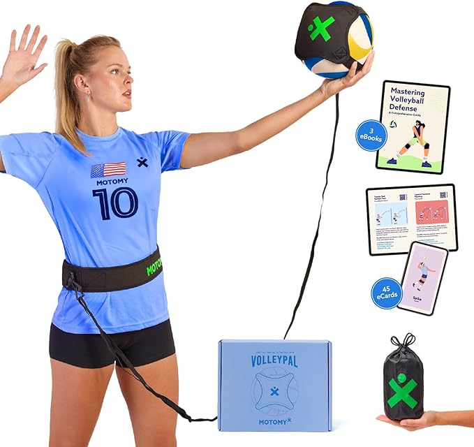 MOTOMY™ Volleyball Training Equipment Aid ‘VolleyPal’ – Solo Rebounder Trainer for Serve, Spike, Set & Pass; Indoor and Ou...
