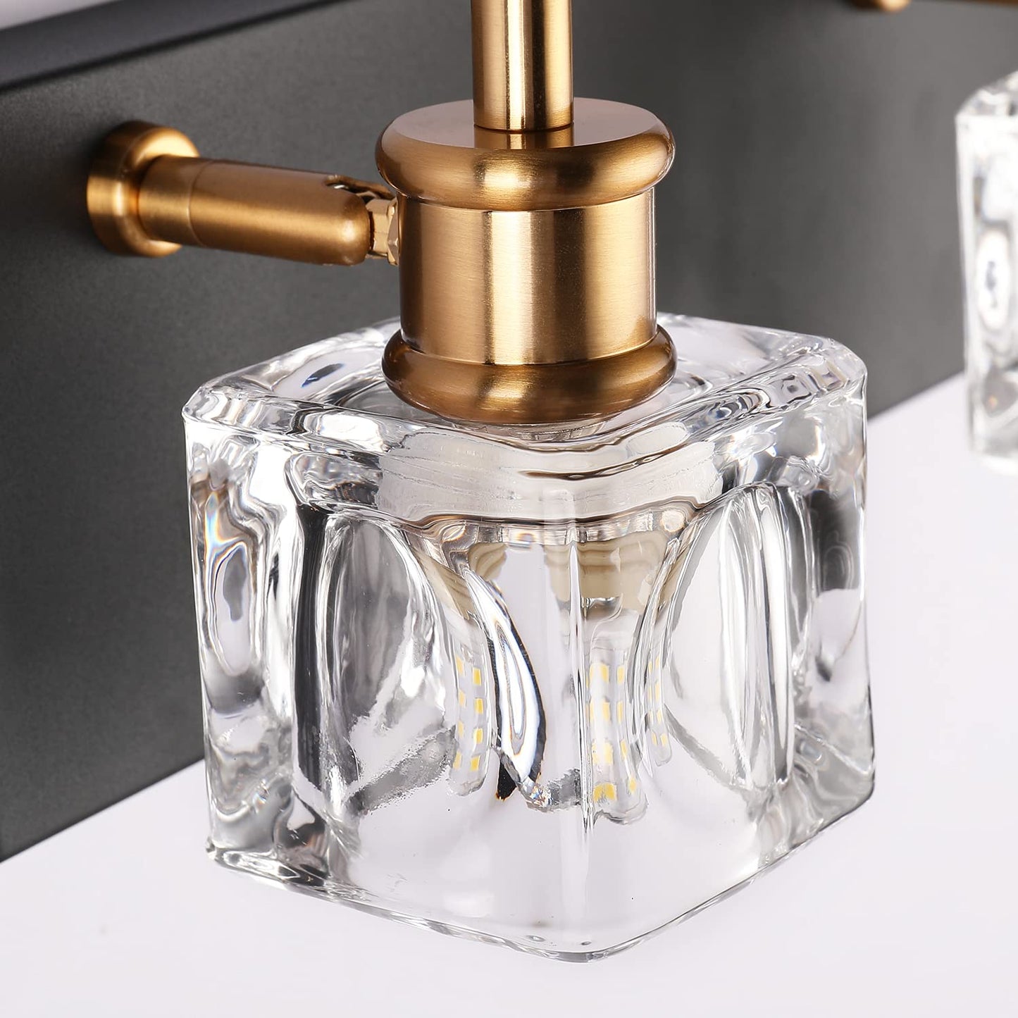 Presde 6-Light Modern Crystal Vanity Lights, Black & Gold, Metal, Model 7770-6T, Bathroom Lighting Fixtures Over Mirror