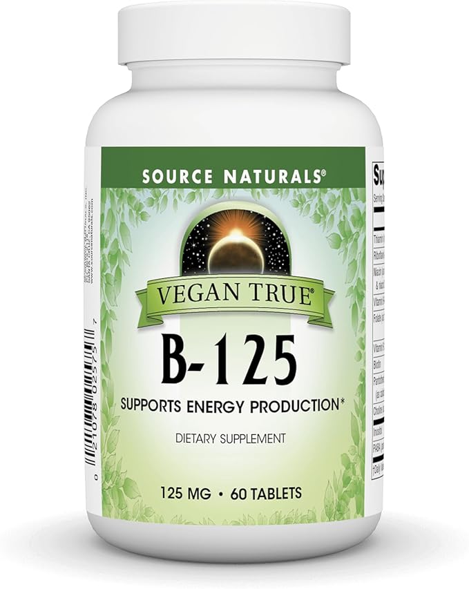 Source Naturals Vegan True B-125, Supports Energy Production*, 125 mg - 60 Tablets