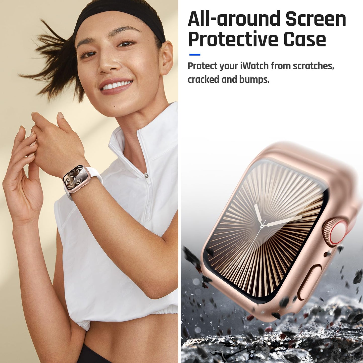 Goton Waterproof Case Compatible for Apple Watch Series 11/10 Screen Protector 42mm, Hard Bumper with Tempered Glass for iWatch 11 Cover 42 mm