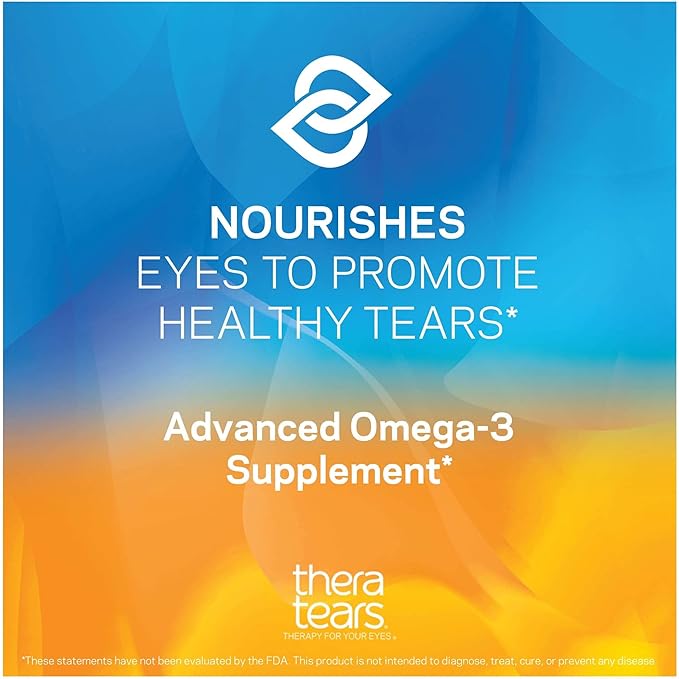TheraTears 1200mg Omega 3 Supplement for Eye Nutrition, Organic Flaxseed Triglyceride Fish Oil and Vitamin E, 180 Count