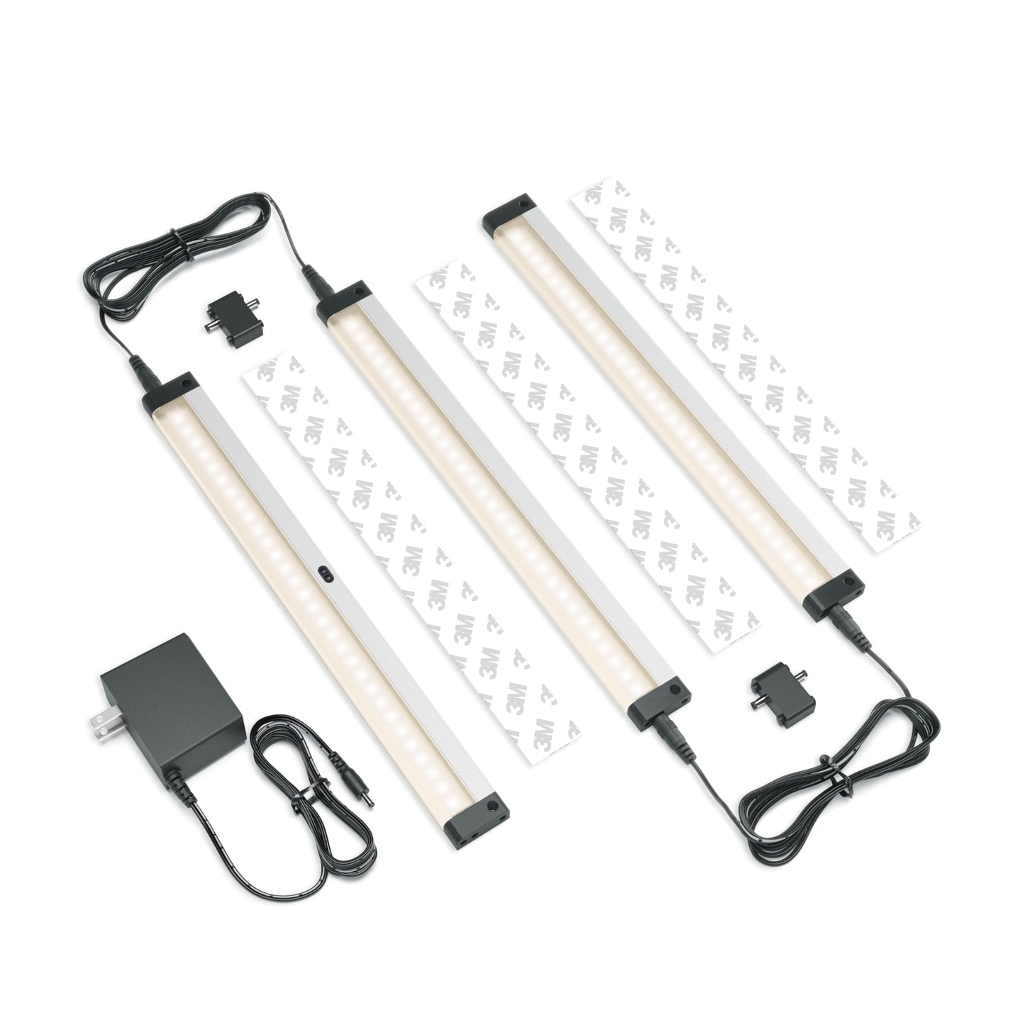 EShine Hand Wave Activated LED Under Cabinet Lighting Kit, Dimmable, 3-Pack 12in - Warm White (3000K), Model EL3003DW, Aluminum