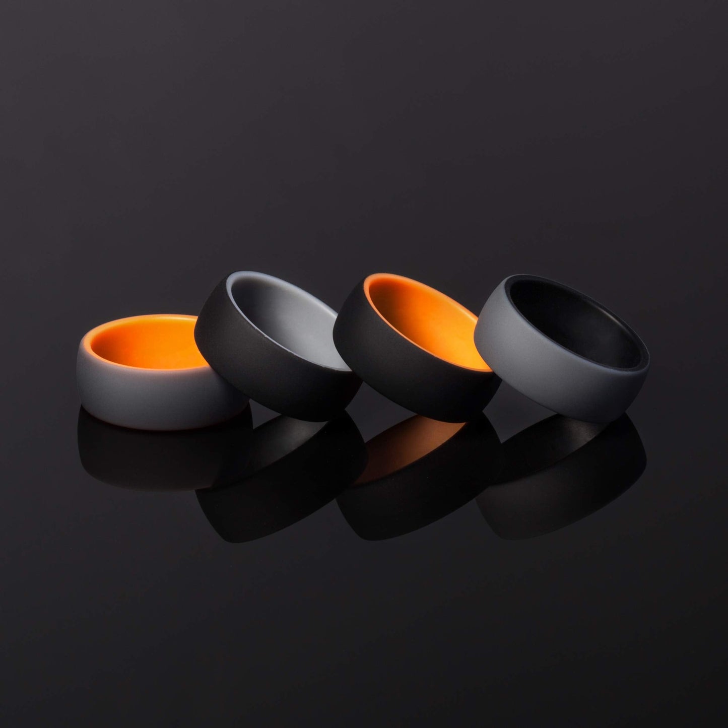 ThunderFit Silicone Wedding Rings for Men, 2 Layers Round Rubber Engagement Bands 8.7mm Wide 2mm Thick - 1/4/7/10 Variety Multip