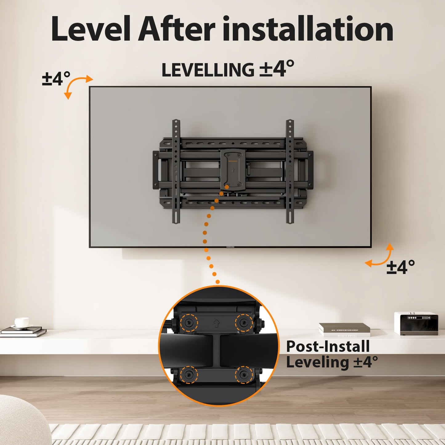 IWORKBOARD Full Motion 75 85 86 90'' TV Wall Mount Bracket, Loads 150 lbs Heavy Duty TV Mount, Swivel Tilt Extension Level, Complete Metal Bars & Wall Plate, up to 600x400mm VESA & 24'' Wood Studs