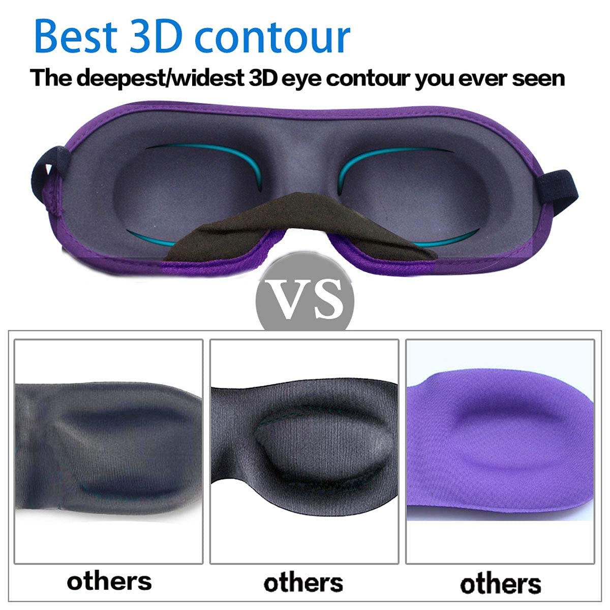 REEBENT 3D Eye mask for Sleeping,Machine Washable, Sleep Mask for Women, Blinder Blindfold Airplane (Black+Black)