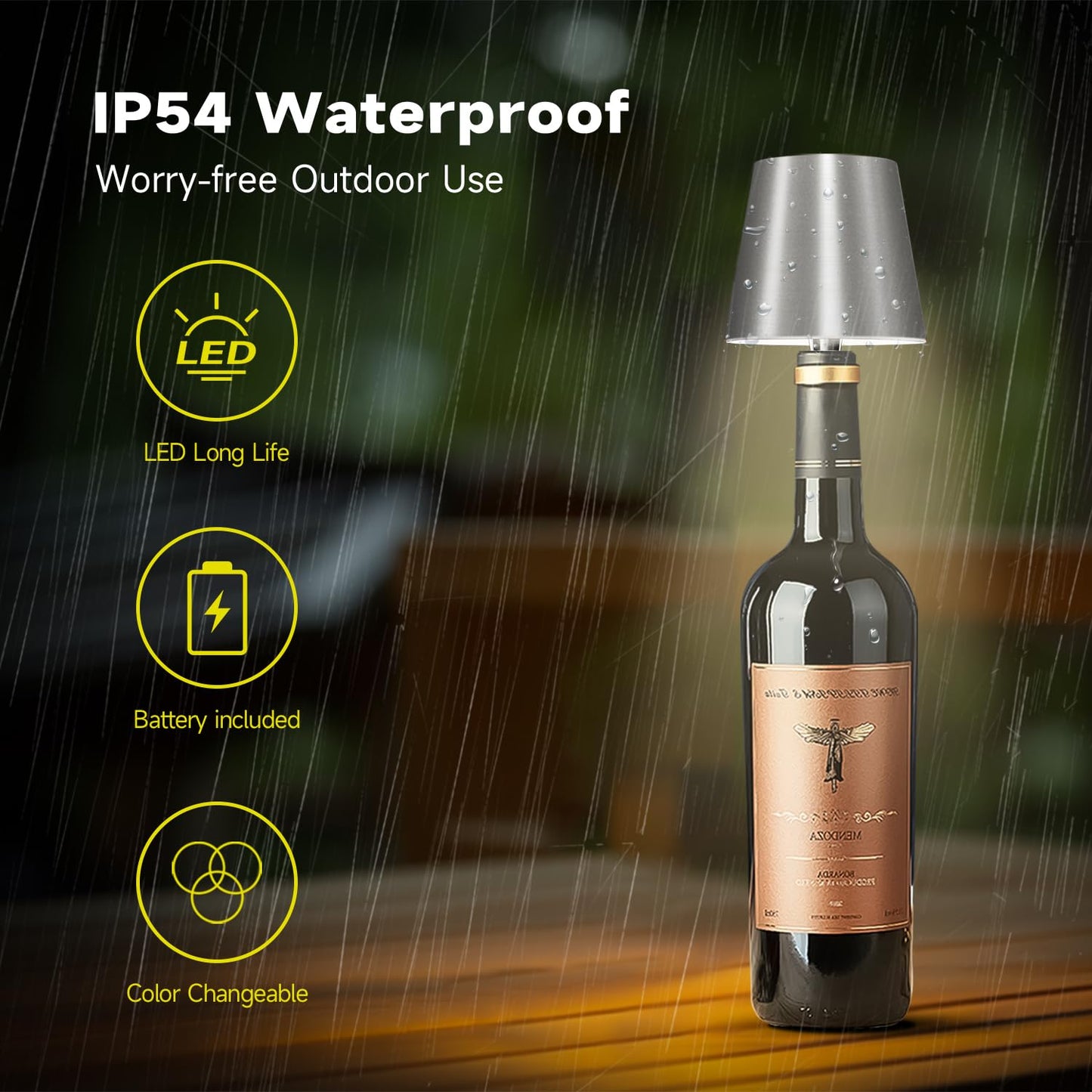 Hoide Wireless Bottle Lamp  Wine Bottle Lights With Touch Dimming  Rechargeable Rgb Table Lamps  Bottle Lamp Shade Waterproof Table Lamp For Bedroom  Bar  Restaurants And Outdoor Use