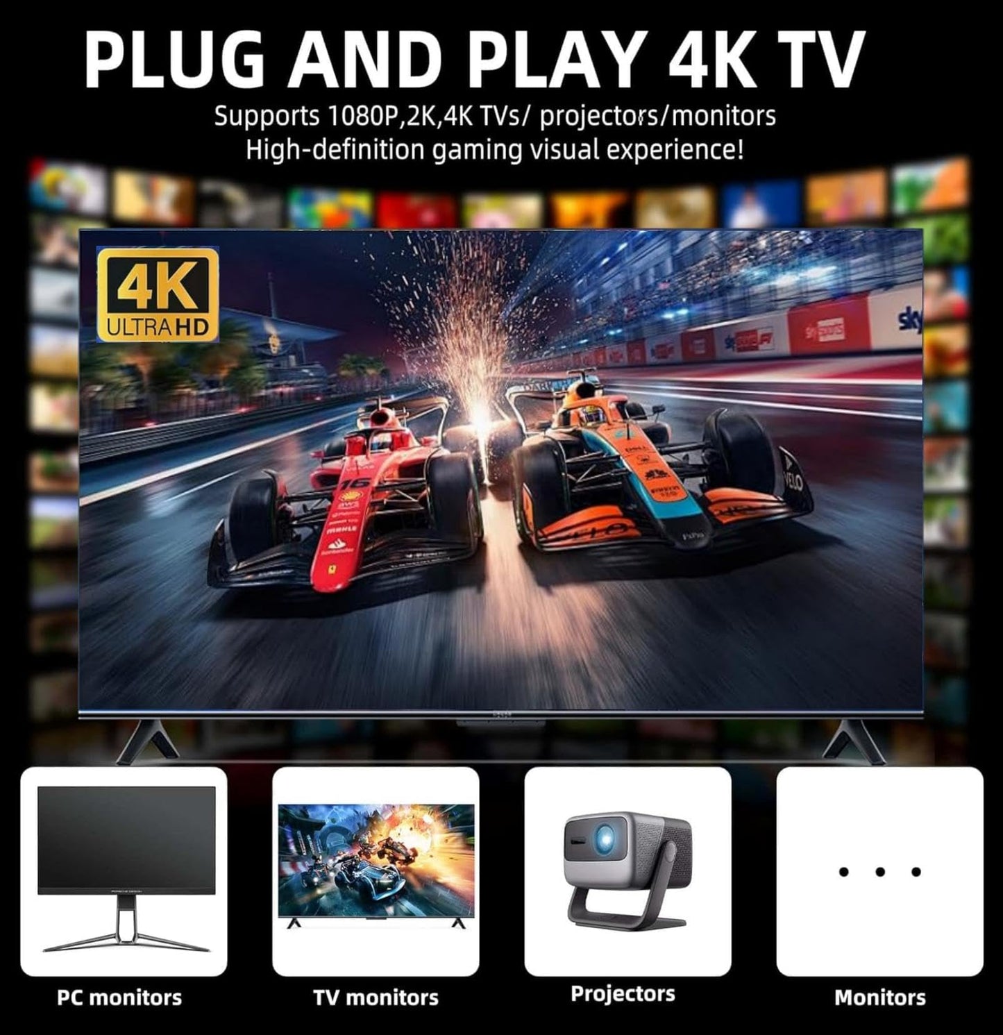 Wireless Retro Handheld Game Console, Retro Game Console, Built-in 20,000+ Plug-and-Play Retro Video Games, Equipped with 23 Classic simulators, 4K HD HDMI Output and Dual 2.4G Wireless Controller