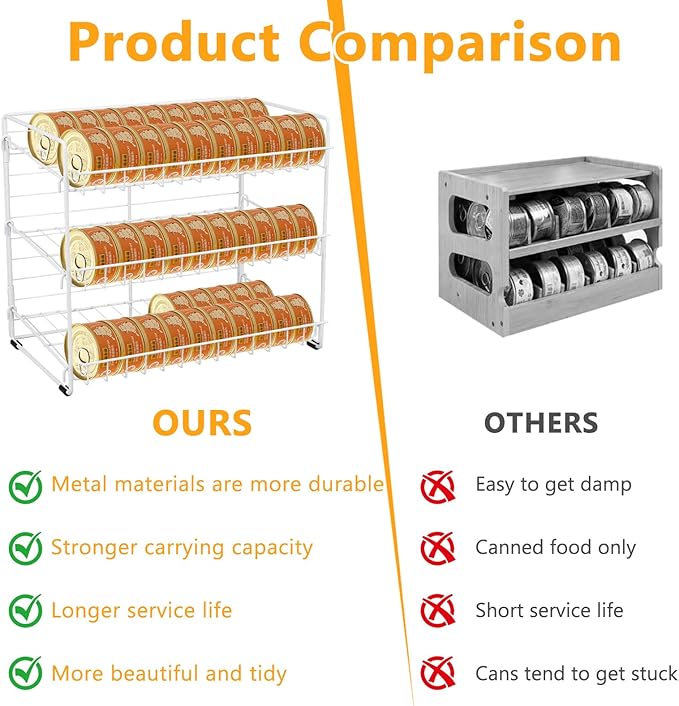 Cat Food Organizer, 3-Tier Stackable Iron Shelf for 45 Cans (3oz) - Pet Food Dispenser, Kitchen Pantry Storage Rack Cabinet, Canned Cat Organizer for Home & Shop