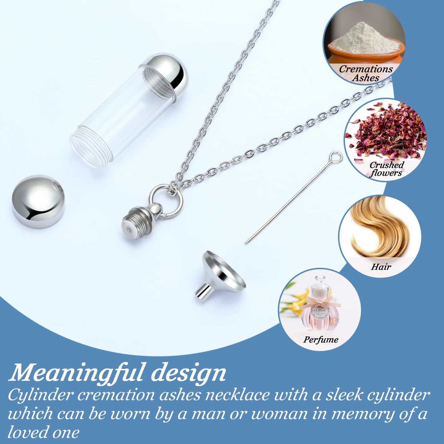 12 Pieces Vial Necklace Glass Vial Pendant Stainless Steel Glass Container Urn Necklace for Ash Openable Memorial Keepsake Crema