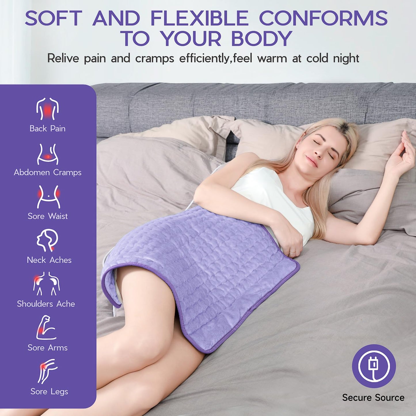 Heating Pad for Back Pain & Cramps Relief, Electric Heating Pad for Neck/Shoulders/Legs/Arms/Knee, Dry&Moist Heating Pads, 6 Heat Settings, Auto Off, Machine Washable, Gifts for Women(20''x24'')