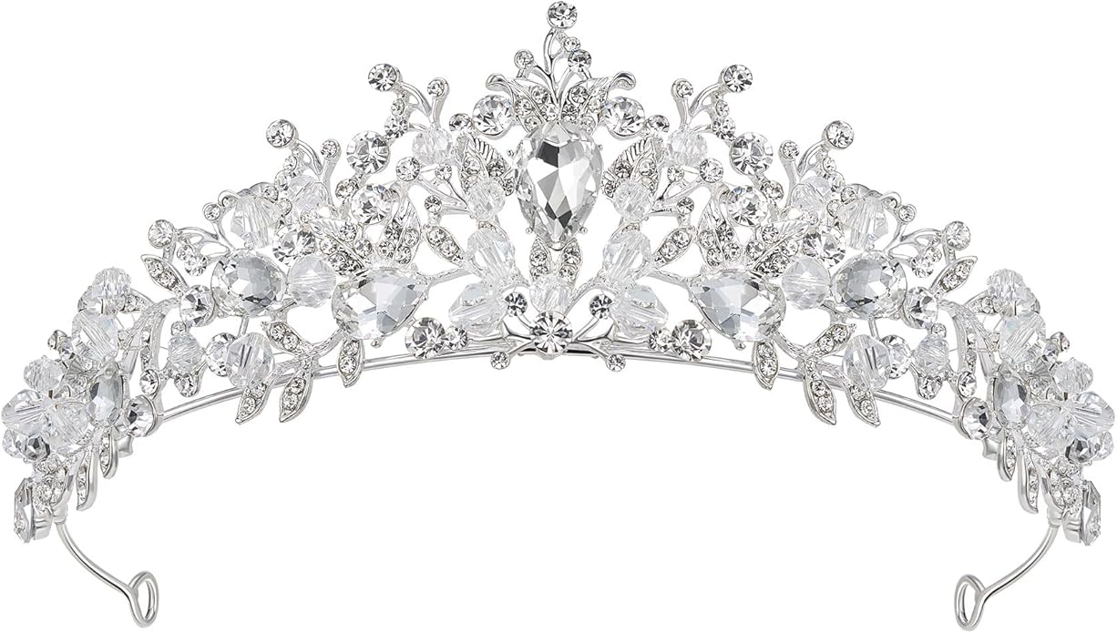 SWEETV Jeweled Wedding Tiaras and Crowns for Women, Metal Princess Tiara Queen Crown for Bride, Bridal Headpieces for Birt...