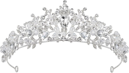 SWEETV Jeweled Wedding Tiaras and Crowns for Women, Metal Princess Tiara Queen Crown for Bride, Bridal Headpieces for Birt...