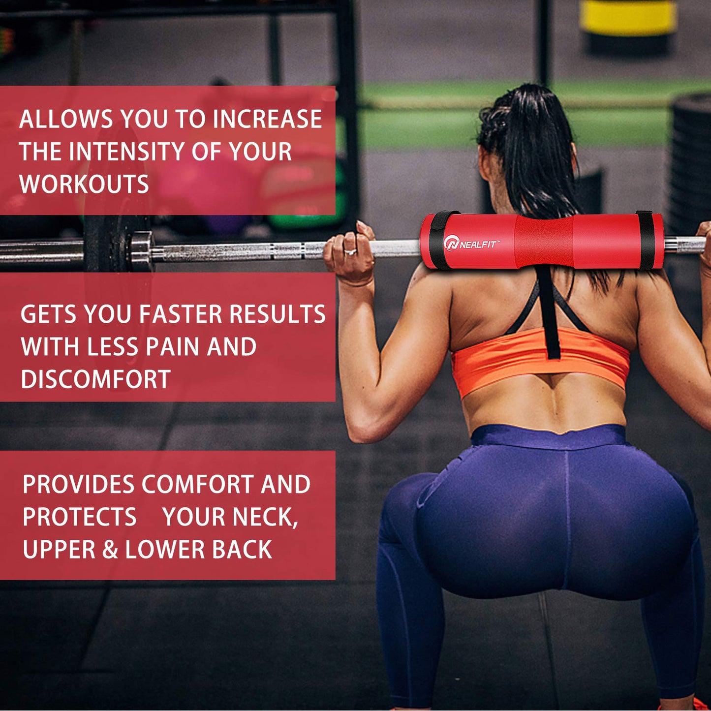 NEALFIT Barbell Pad Squat Pad for Squats—Squat Bar Pad—Great for Weightlifting,Lunges and Hip Thrusts—Foam Sponge Pad—Fit Standard and Olympic Bars Perfectly
