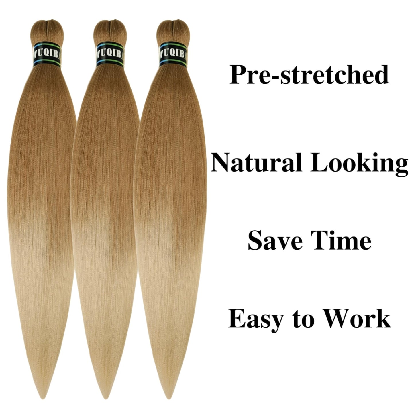 Ginger Blonde Braiding Hair Pre stretched Box Braiding Hair Extensions for Knotless Braids Mixed Feed in Braids Hair for Braidin