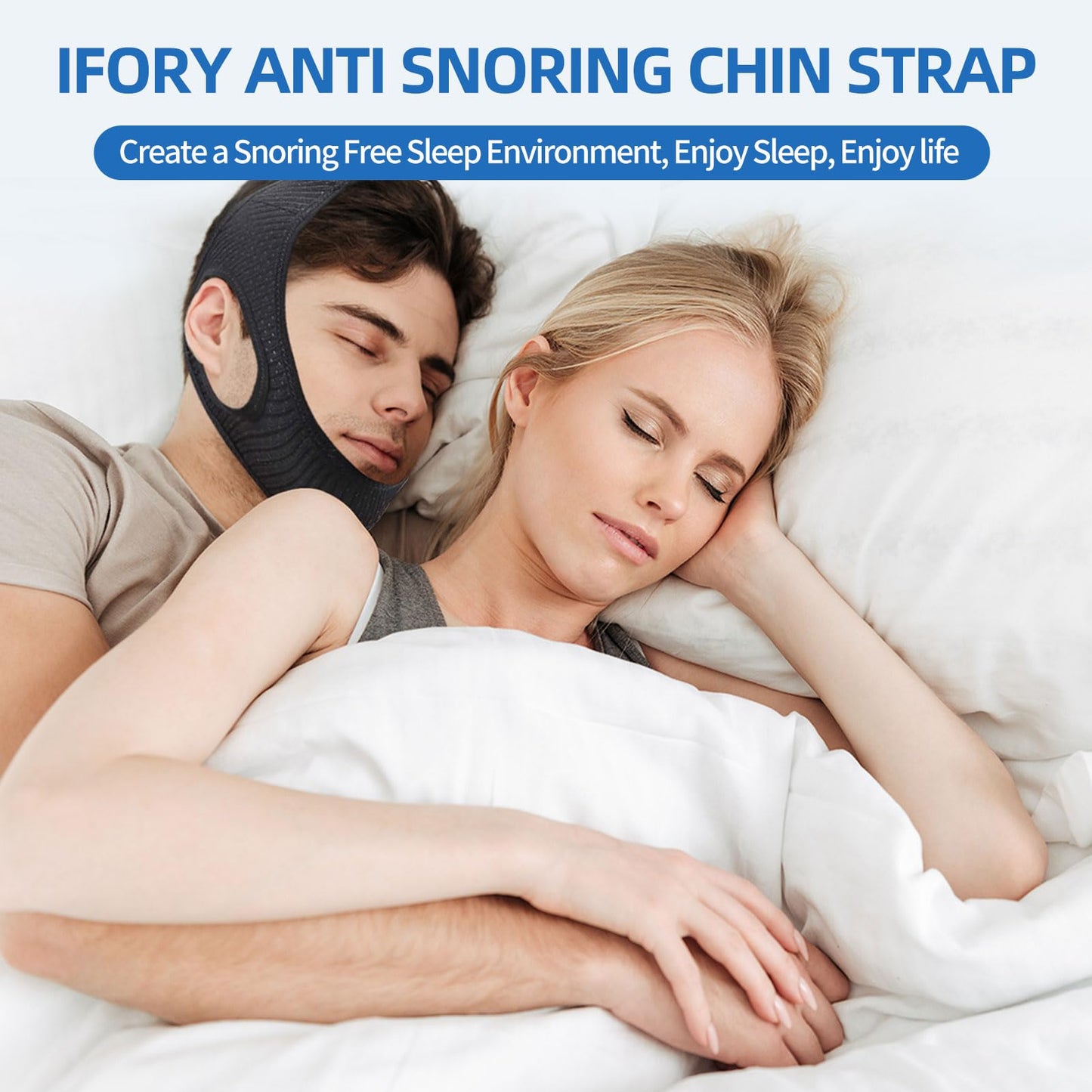 ifory Chin Strap for CPAP Users, Chin Strap for Snoring, Adjustable and Breathable Anti Snoring Chin Strap, CPAP Chin Strap to Keep Mouth Closed for Men or Women