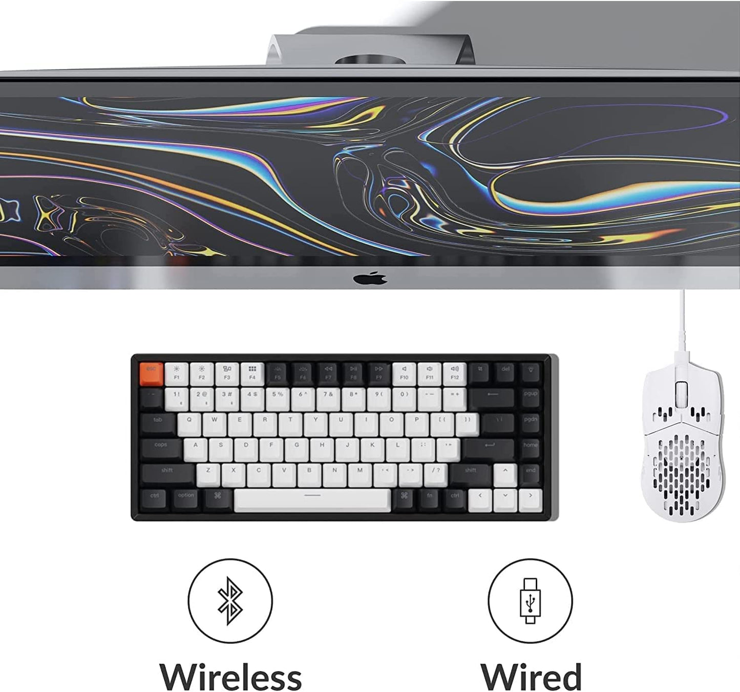 Keychron K2 Wireless Bluetooth/Usb Wired Gaming Mechanical Keyboard, Hot-Swappable 75% Layout 84 Keys Rgb Led Backlight, Aluminu