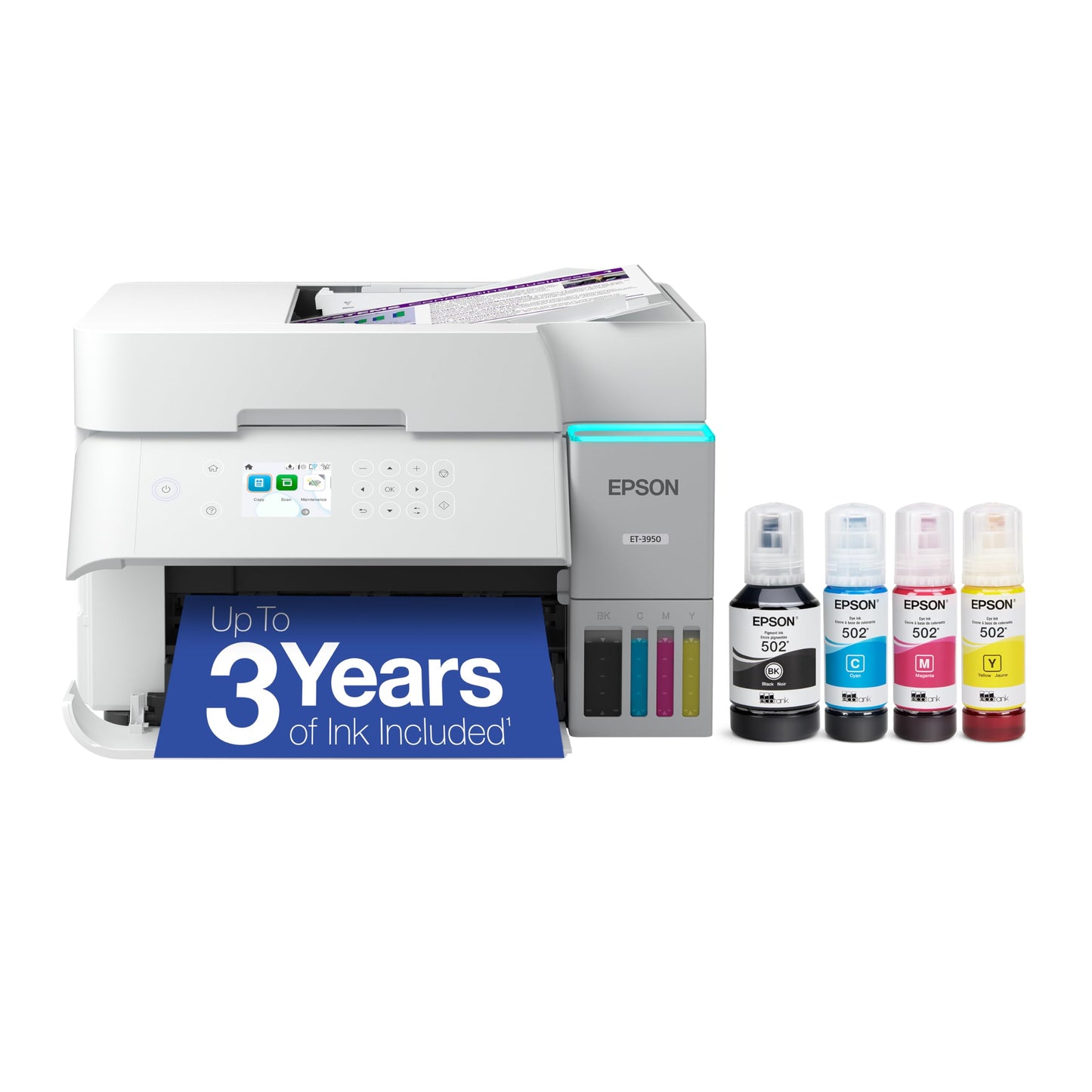 Epson Ecotank Et-3950 Wireless All-In-One Color Supertank Printer With Up To 3 Years Of Ink, Refillable Tanks, Perfect For Home