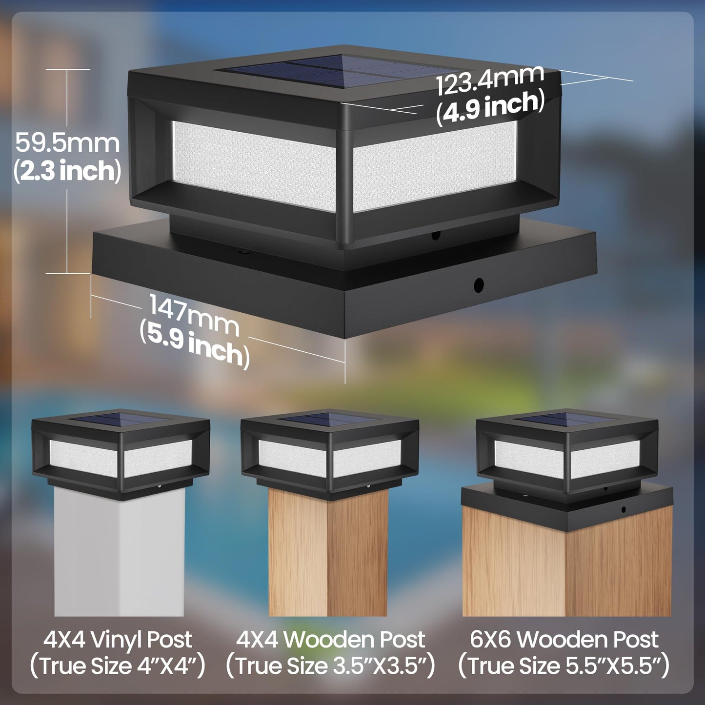 Mlambert 8 Pack Solar Post Cap Lights Outdoor  Waterproof Deck Fence Post Light For 4X4 Wood/Vinyl Posts  6X6 Wooden Posts  Cool/Warm Lighting  Black