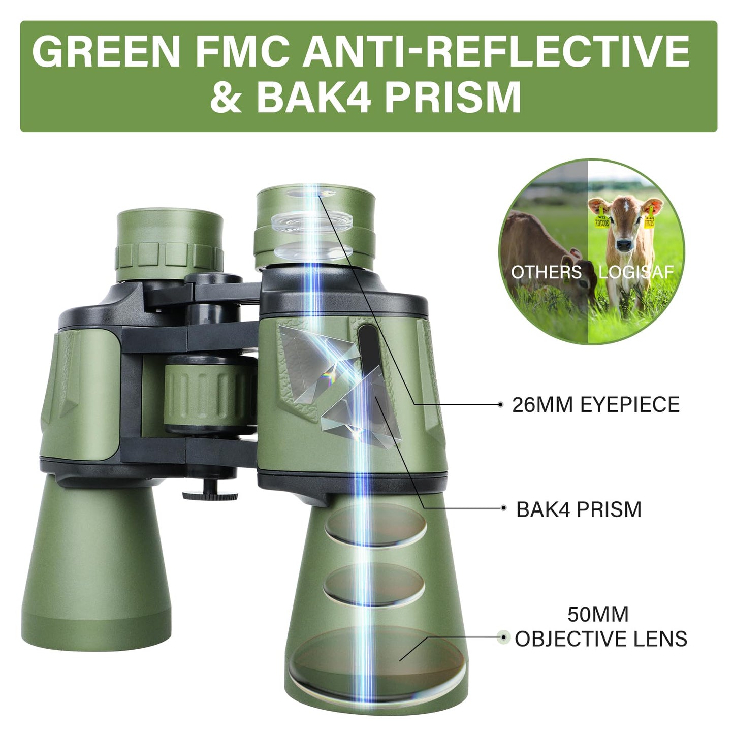15X50 Hd Binoculars For Adults High Powered - Large View Compact Binoculars With Low Light Vision, Waterproof Hunting For Bird W