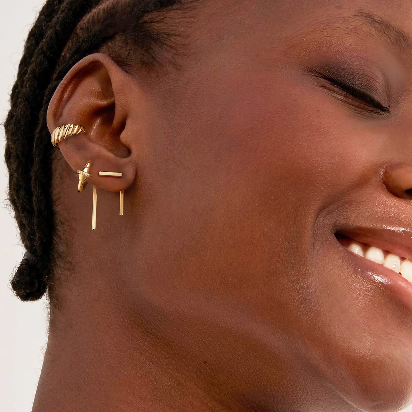 MYEARS Women's 14K Gold Filled Wrap Hoop Earring, 3.8-3.9mm, 6mm Twisted Band, Non-Pierced, Hypoallergenic, Boho Chic