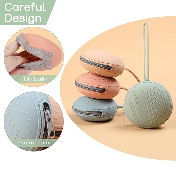 2-Pack Silicone Pacifier Holder Case - BPA-Free Pacifier Holder Pouch for Baby Boys & Girls- Portable & Dishwasher Safe Soother Container for On-The-Go Use (Powder Rose/Muted)