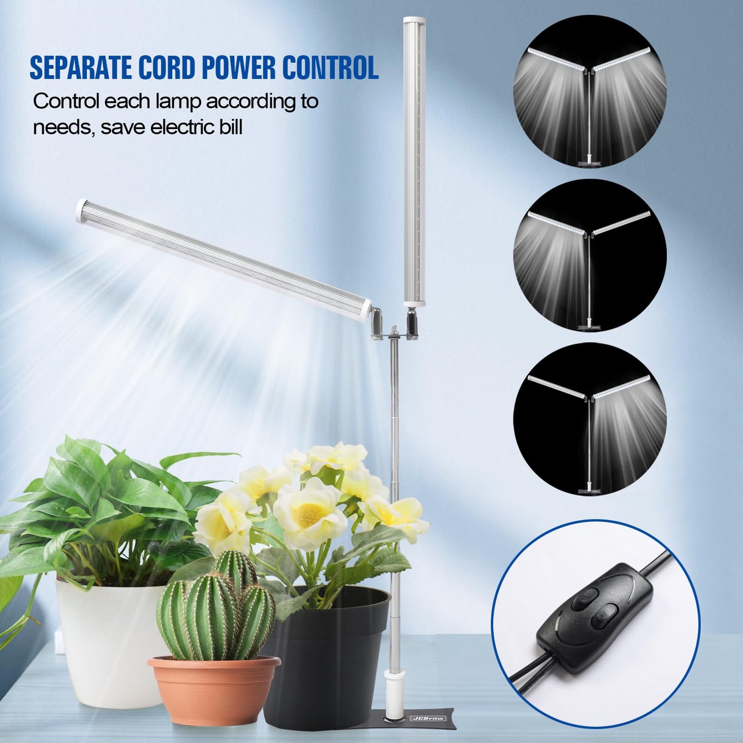 Jcbritw Standing Led Grow Light Adjustable Dual Head T12 Bar Plant Light  White 6500K Full Spectrum Plant Grow Lamp On Stand For Indoor Plants Seed Starting  Seedlings  Veg  Flower