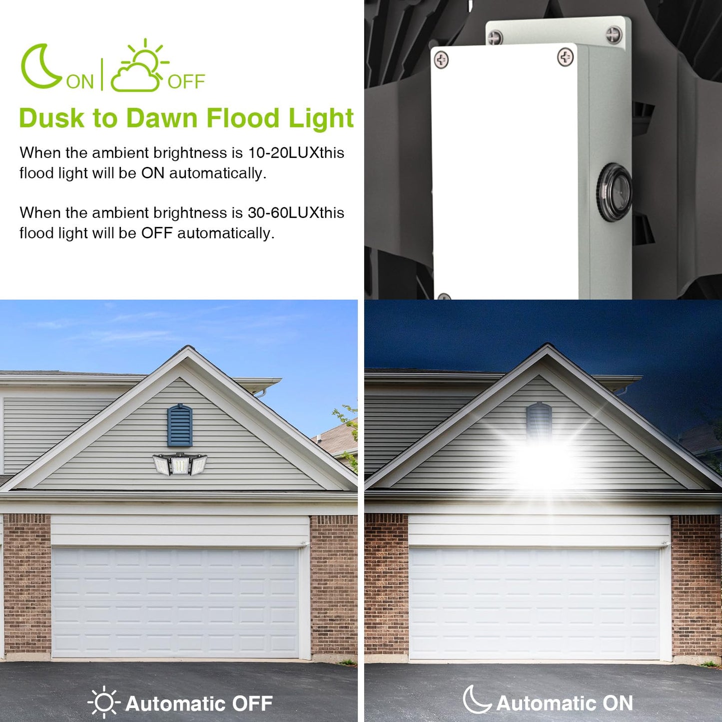 STASUN 150W Dusk to Dawn LED Flood Light, 15000lm, IP66 Waterproof, Black, Model 21031