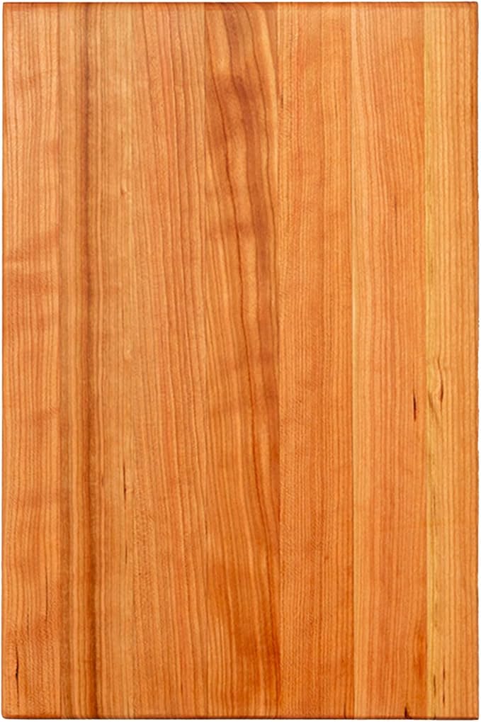 John Boos RA-Board Series Rectangular Wooden Maple Cutting Board 18”x12” – 2.25” Thick, 15-lb Reversible Butcher Block with Edge-Grain & Finger Grips – Made in the USA