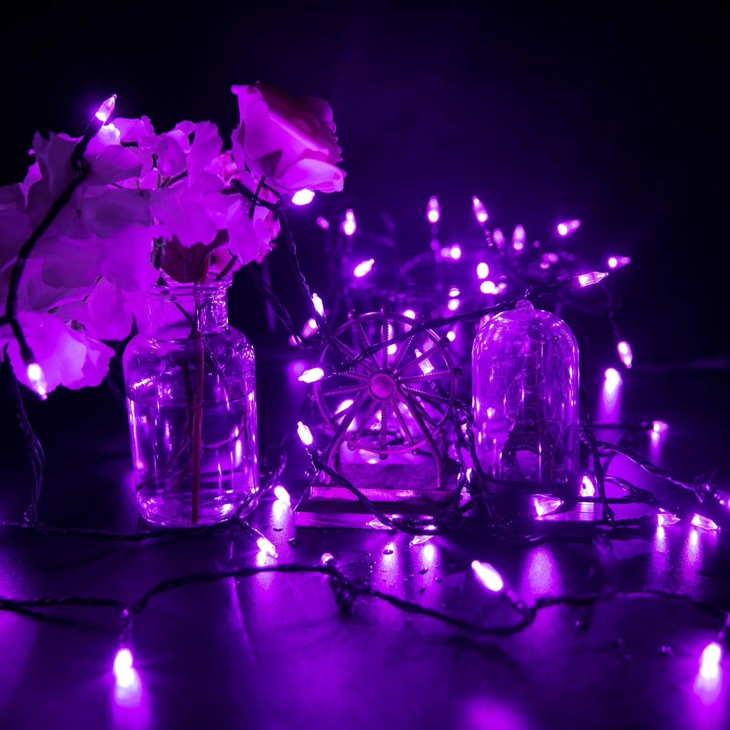 Purple Led Outdoor Halloween Lights  39Feet 100 Led Mini Lights With 8 Lighting Modes  Connectable Halloween String Light Plug In For Garden Patio Party Haunted House Ghost Holiday Lighting Decoration