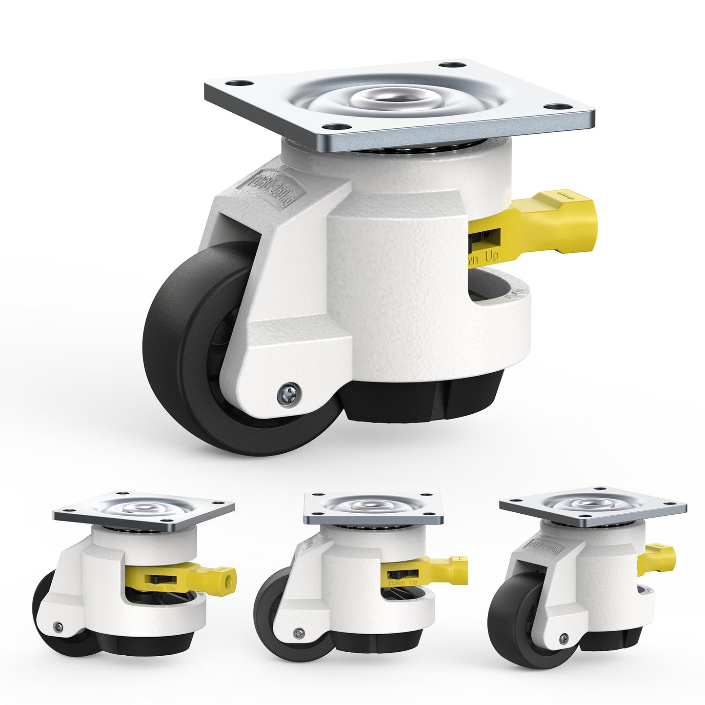 HOLKIE Leveling Casters with Ratchet Handle Design Total Capacity 2200 Lbs Heavy Duty Industrial Casters Set of 4 with Adjustable Leveling Pads (TD60)
