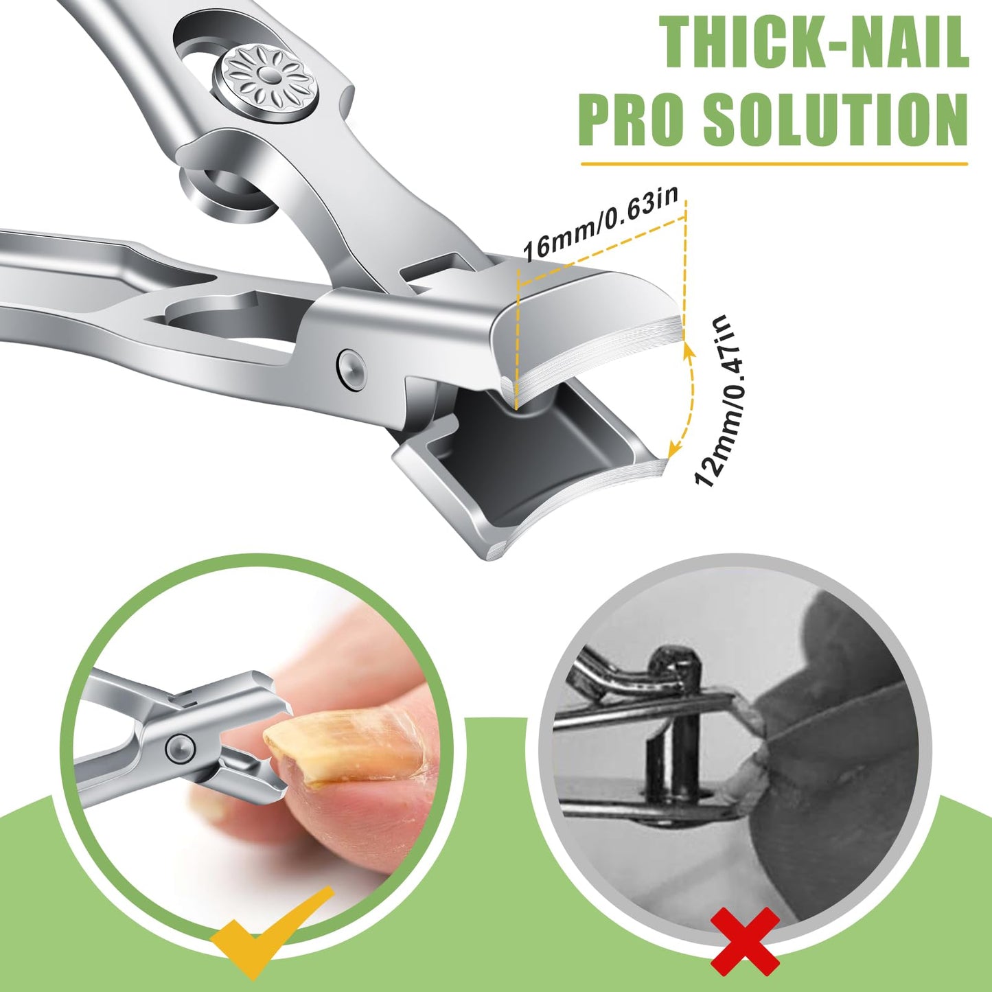 German Nail Clippers for Men Thick Nails, Heavy Duty Toenail Clippers for Seniors with Catcher, Portable Ultra Sharp German Fing